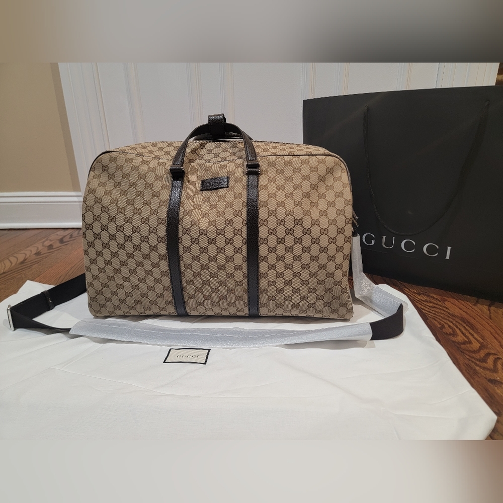 Gucci Beige/Brown GG Guccissima Monogram Canvas Boston Travel Duffle Bag - NWT